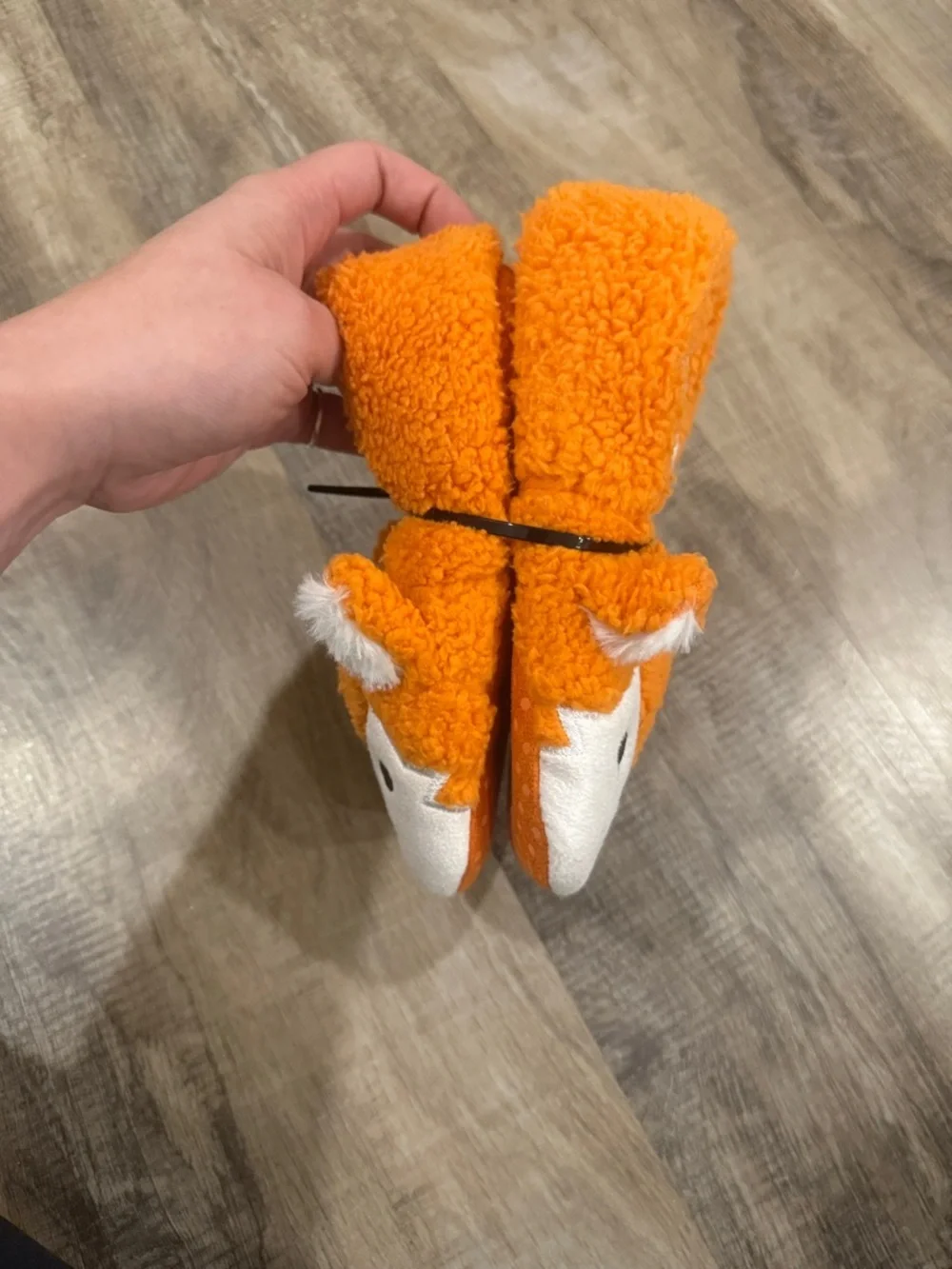 Kids Orange Fleece Fox Booties - Soft Plush Slippers 7 inches